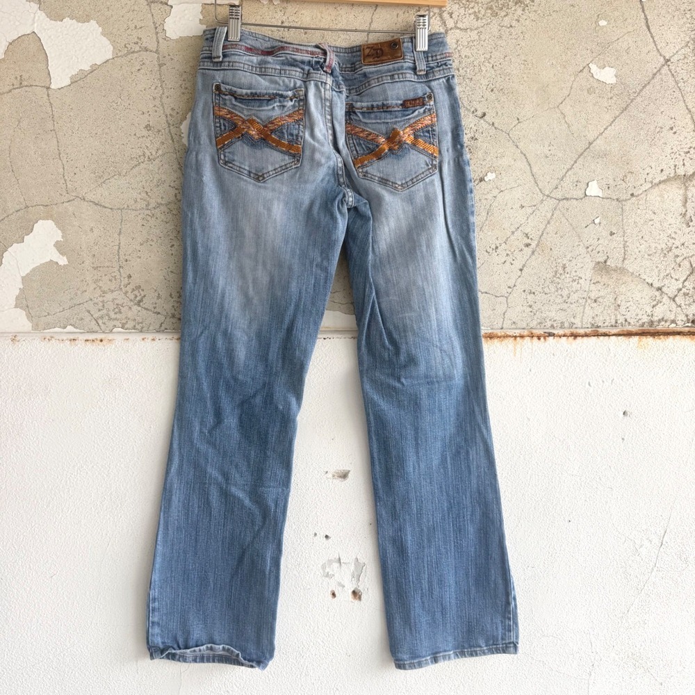 Y2K Low Rise Bootcut Jeans Vintage Zana Di Denim Embroidered Light Wash Size 7